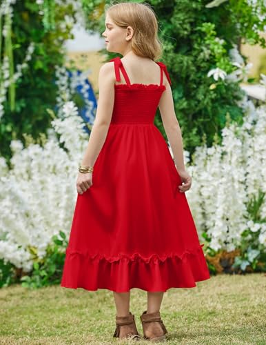 Arshiner Girls Summer Dress Boho Beach Casual Smocked Maxi Dresses 6-13 Years3