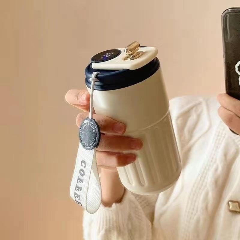 Image of 460 ml Stainless Steel Coffee Mug with Digital Temperature Display Travel Tumbler Vacuum Insulated Thermos Cup Leak Proof Lid Double Wall Mug for Hot Cold Drinks Office Home Car Travel