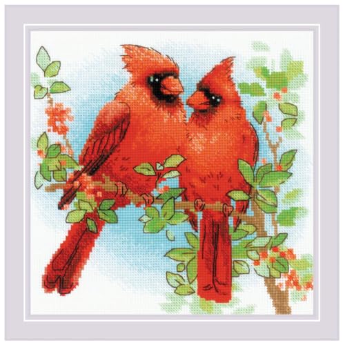 RIOLIS 2096 Red Cardinals Counted Cross Stitch Kit 7.75 x 7.75 in