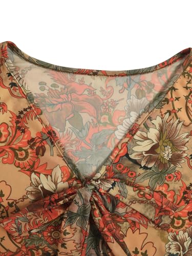 Verdusa Women's Paisley Boho 70s Mesh Tops Western Outfits Lettuce Trim Peplum V Neck Long Sleeve Blouse Top4