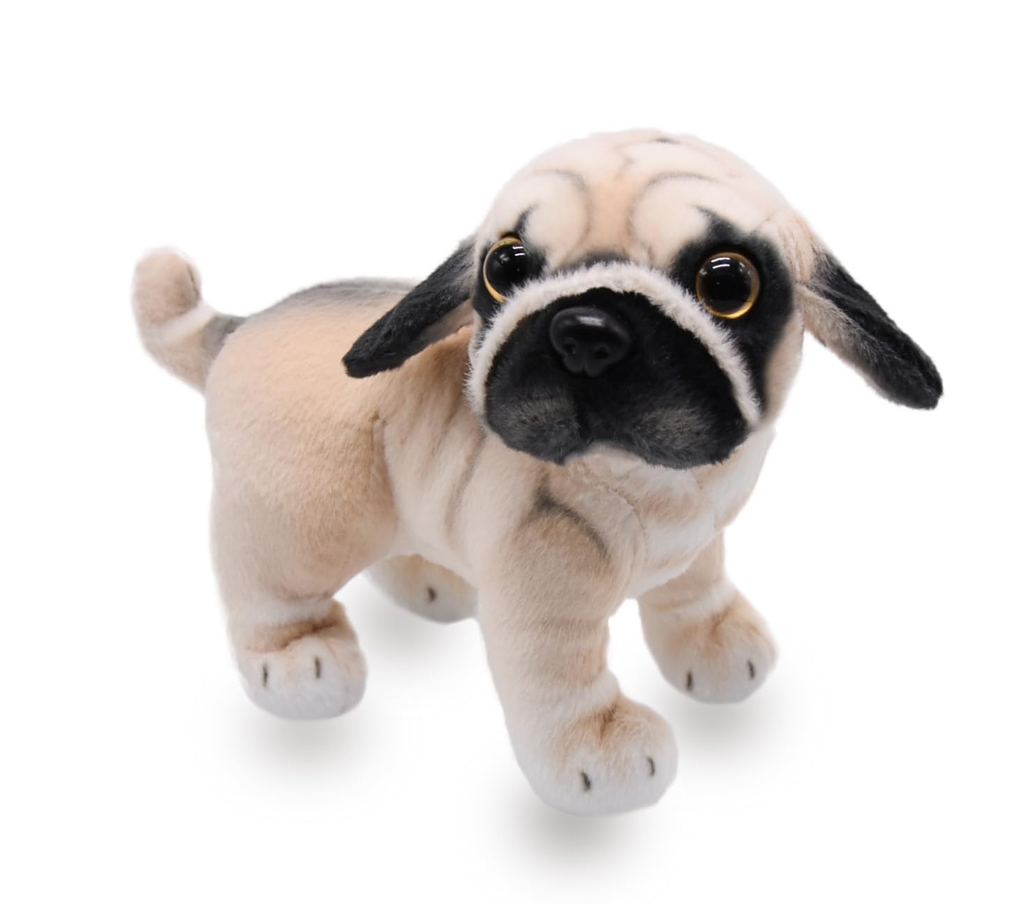 Lifelike Pug Dog Stuffed Animal Animated Plush Puppy Toy Doll Super Realistic Dogs Act Like Real Excellent Gifts for Kids Birthday Party Dog Collection 9 Inches (Pug)