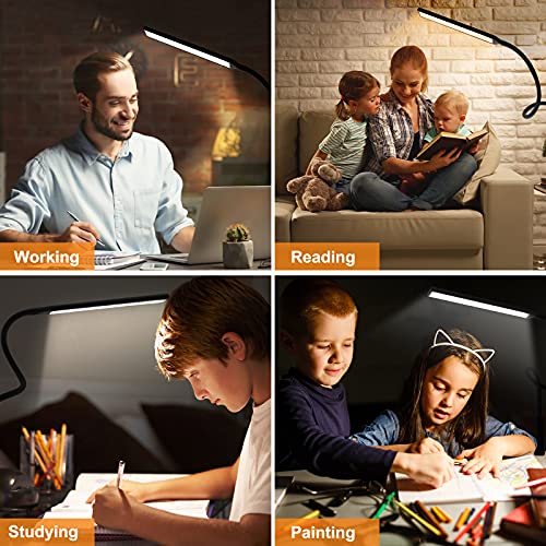 Yotutun Led Desk Lamp, Swing Arm Table Lamp With Clamp, Flexible Gooseneck Task Lamp, Eye-Caring Architect Desk Light, 3 Modes 10 Brightness Levels, Memory Function Desk Lamps For Home Office, 12W #TOP5