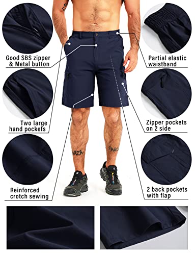 Mens Cargo Hiking Shorts Athletic Lightweight Shorts Running Quick Dry Casual Golf Fishing Shorts Outdoor Workout Navy 34 #TOP4