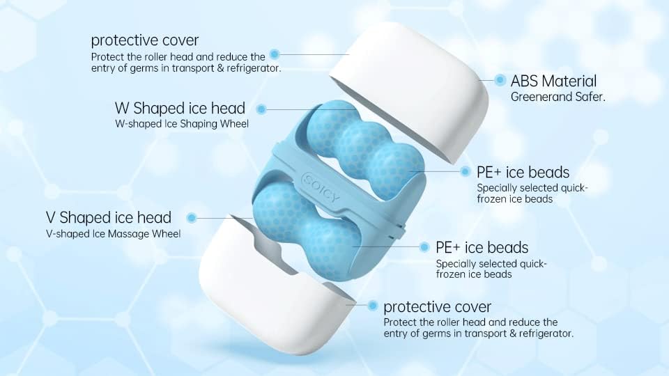 Miniatura 2 de ONLYSKY BEAUTY Masajeador facial Blue Ice - Masaje frío para cuerpo, ojos, cuidado de la piel de la cara, herramienta de rodillo de enfriamiento