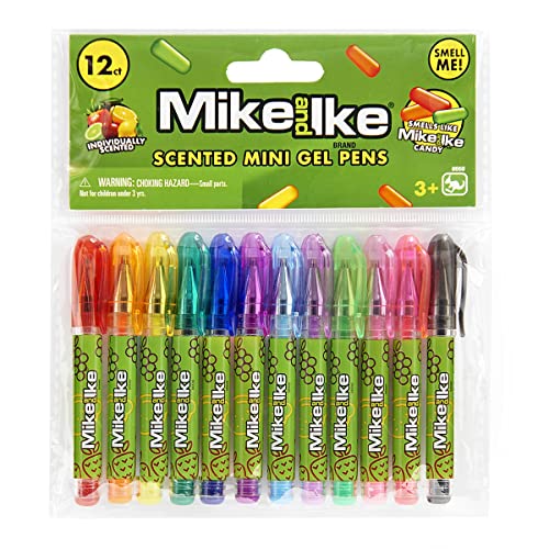 Mike and Ike - Scented Mini Gel Pens, Sweet Smelling Back to School Kids Pens, Childrens Rainbow Pens, Colorful Gel Pens, Writing Drawing Fun Pens Grip Gift 12 Ct