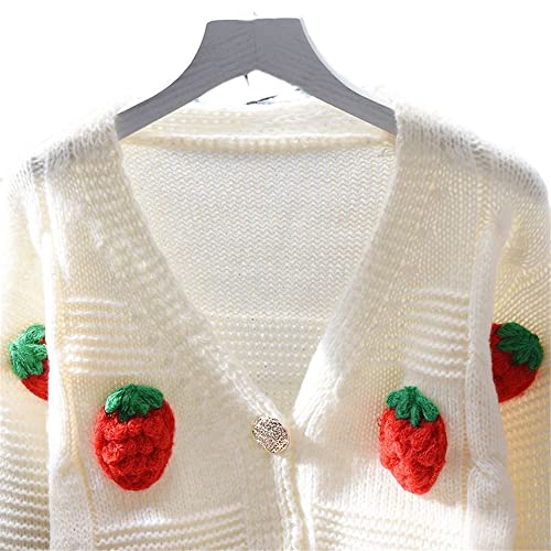 Txyjjp Womens Kawaii Strawberry Knit Cropped Sweater Cute Cardigan Aesthetic For Teen Girls Floral Y2K Korean School Uniform Jacket thumb #5