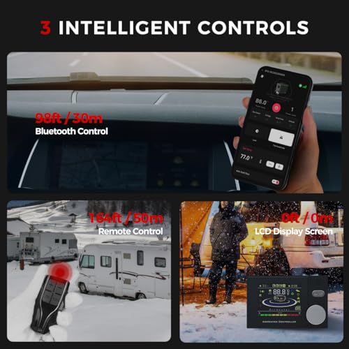 Sunster 8KW Diesel Air Heater, 12V 24V 240V Portable Parking Night Heaters with AC Power Adapter, LCD Switch & Bluetooth APP Control Auto Thermostatic Heater for Car Boats Truck Motorhome SUV RV