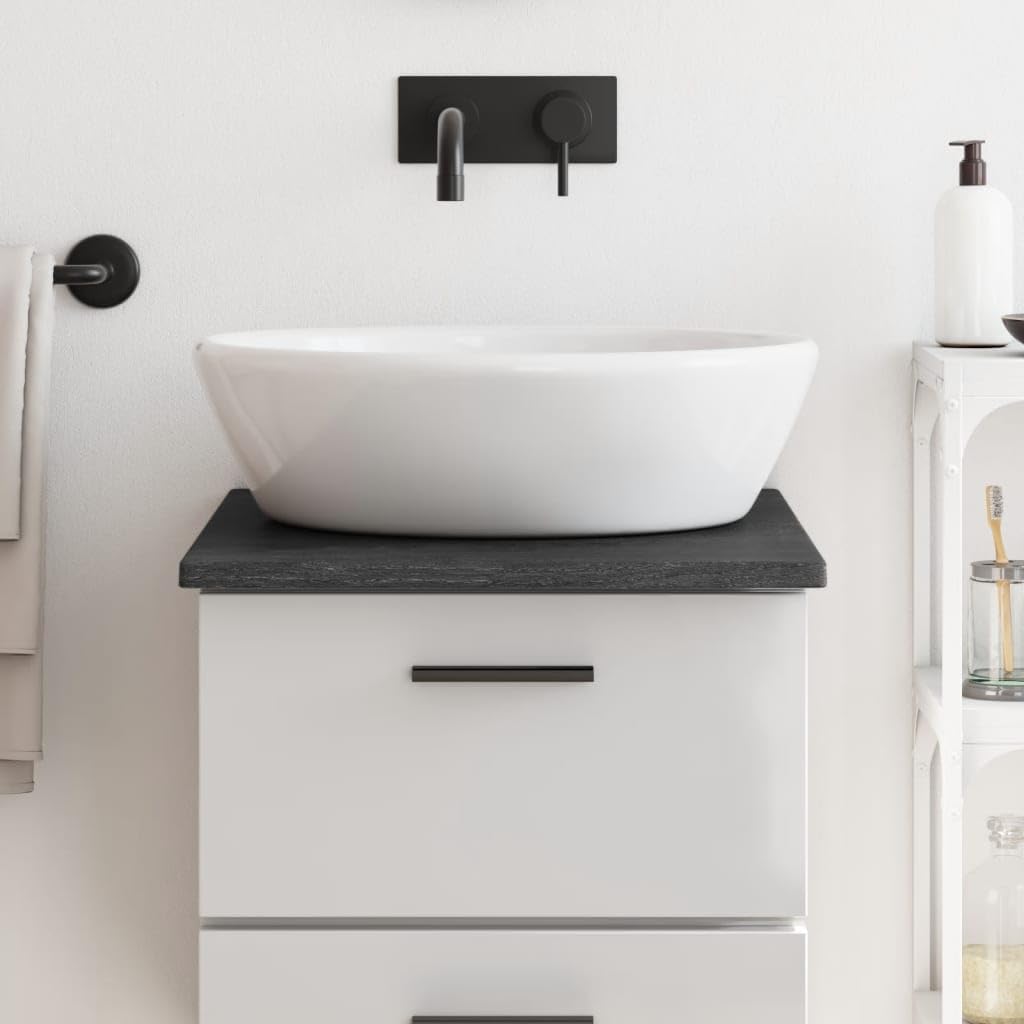 BaraSh Encimera de baño Madera Maciza tratada encimera baño encimera de Madera Mueble baño Madera Maciza Gris Oscuro 40x50x2 cm