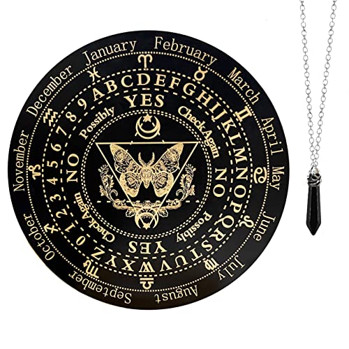 Golgner Wooden Pendulum Board with Crystal Dowsing Pendulum