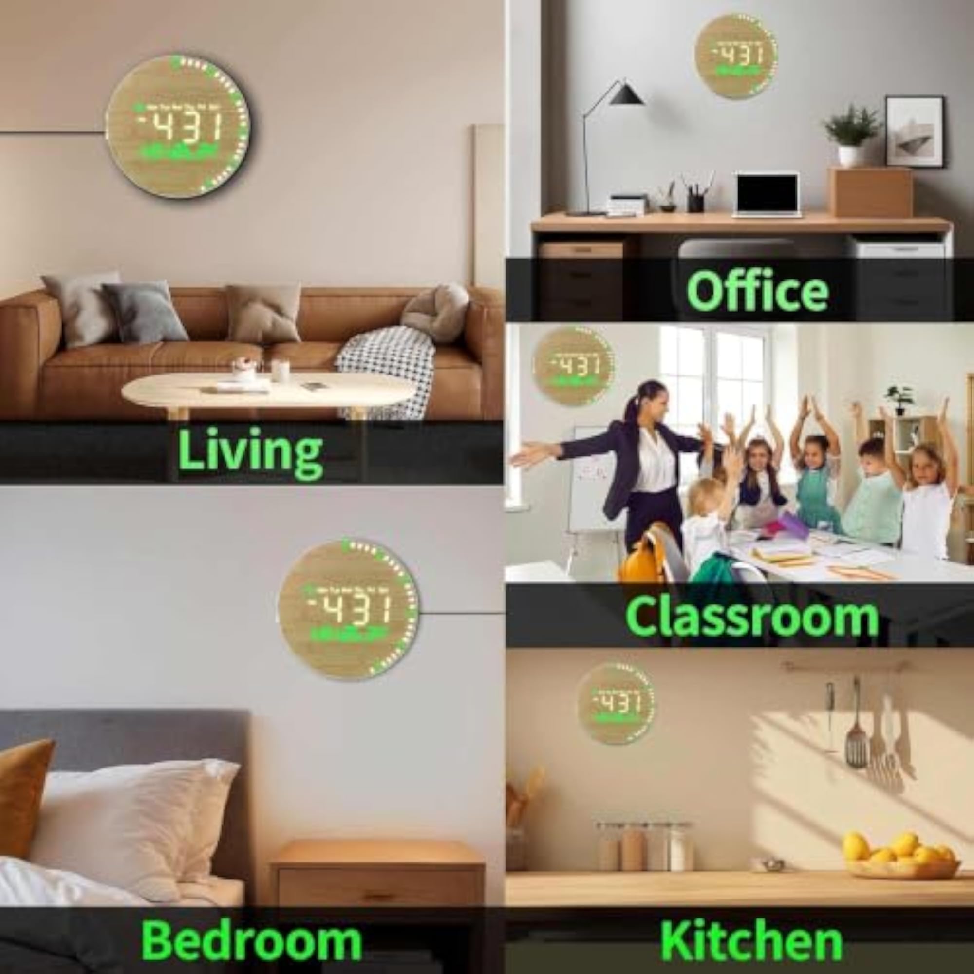 Wooden Design Digital Wall Clock with Remote Control