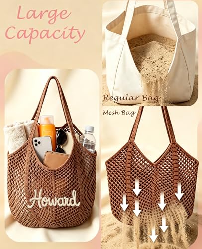 Bolso de playa tejido personalizado para mujer miniatura 6