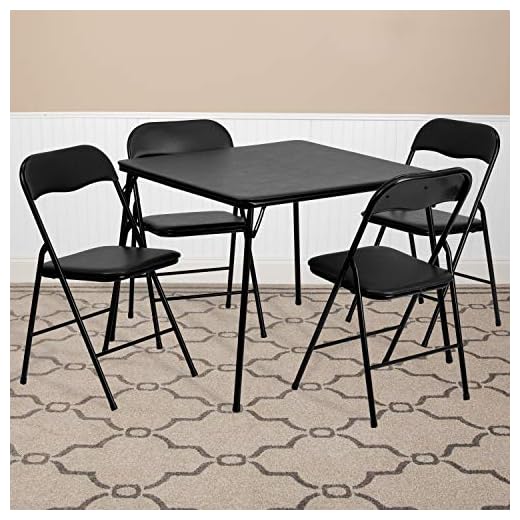 Emma + Oliver 5 Piece Black Folding Game Room Card Table and Chair Set