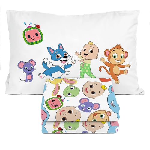 Image of Sunny Side Up CoComelon Twin Size Sheeet Set - 3 Piece Kids Animals Bedding Set Includes Pillow Cover - Super Soft Microfiber Sheets