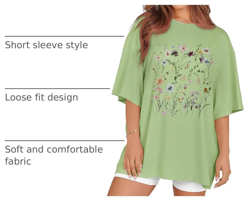 Oversized Tshirts for Women Summer Graphic Short Sleeve Crew Neck Tee Shirt image 3