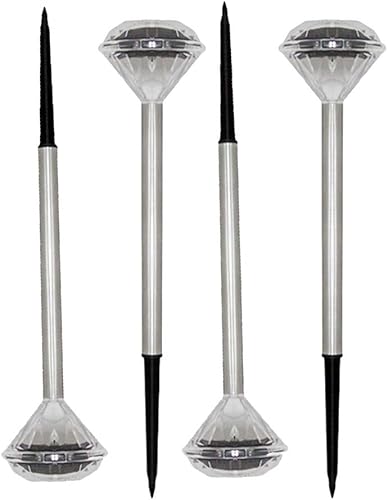 Uonlytech Paquete de 4 luces LED solares en forma de diamante para exteriores, impermeables, paisaje, camino, jardín, patio, iluminación solar