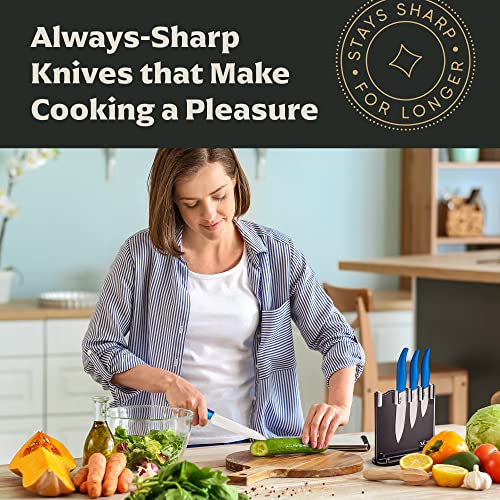 Vos Ceramic Knife Set, Ceramic Knives Set For Kitchen, Ceramic Kitchen Knives With Holder, Ceramic Paring Knife 3", 4", 5", 6" Inch Blue #TOP7