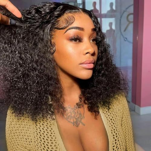 ONETIDE 13x4 Curly Bob Wigs Human Hair 10inch Brazilian Virgin Wa...