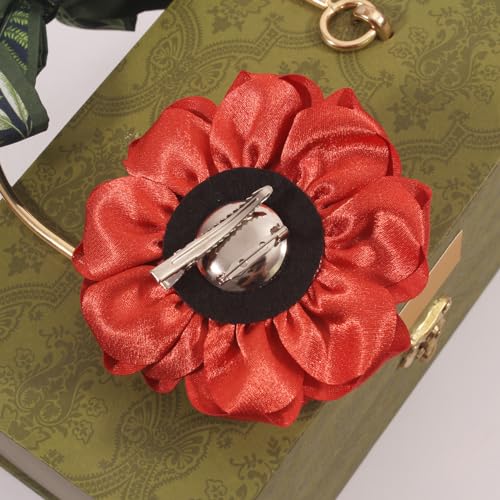 Image of 4.3 inch Red Rose Hair Clip Large Flower Brooches for Women | Charming Flowers Pins for Clothes | Turn Heads with Stylish Rose Hair Clip Flower Brooch Pin for Clothes & Clips for Woman