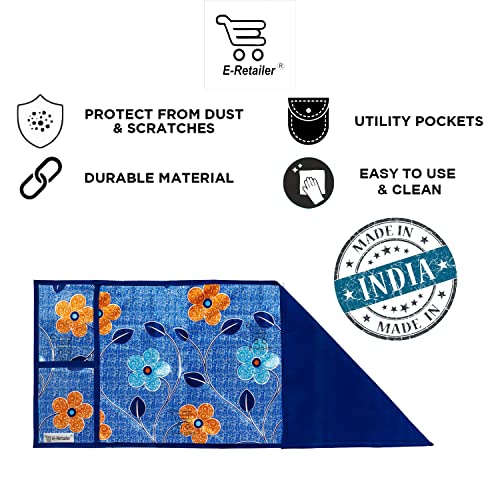 Image of Polyester 3-Layered Microwave Oven Top Cover With 4 Utility Pockets Suitable for Upto 30 Liter (Color- Blue, Size-36x14 Inches)