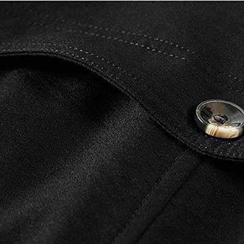 iYYVV Mens Winter Warm Jacket Overcoat Outwear Slim Long Trench Buttons Coat Jacket Black - Thumbnail 5