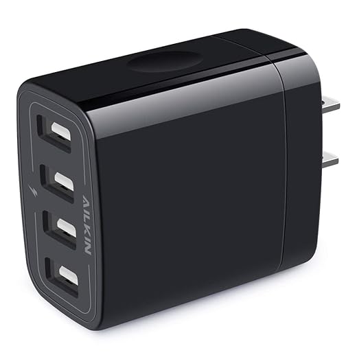 Wall Charger, USB Charger Adapter, AILKIN 4.8A 4Multi Port Fast Charging Station Power Base Block Plug Cube Brick for iPhone 15 14 SE 13 12 11Pro Max/XR/XS/8Plus, Samsung A14/A13/S23/S22 Kindle Plug