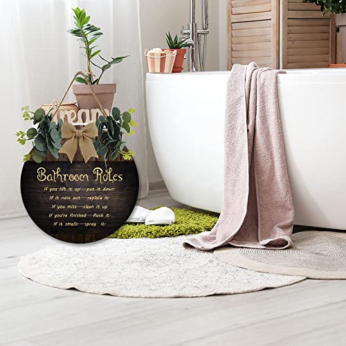 Lefangovs Rustic Bathroom Sign Bathroom Decor Wood Hanging Funny Wooden Decorative Plaque Sign Bathroom Signs Decor, 11In #TOP1