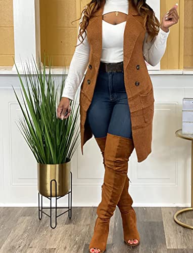Image of Women's Casual Sleeveless Long Sweater Vest Open Front Cardigan Waistcoat