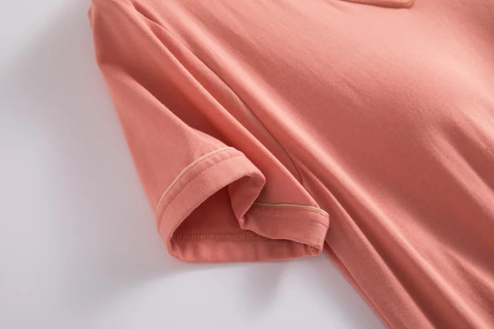 Camisón para Mujer - Vestido Largo para Dormir para Mujer, Ropa De Dormir Holgada, Camisones para Mujer con Cuello En V, Camisón De Manga Corta Modal