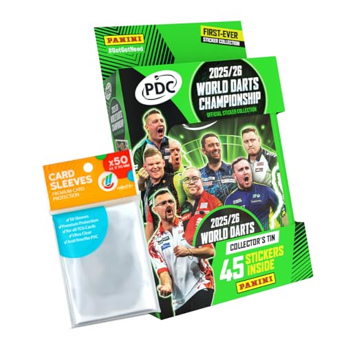 Bundle with Darts PDC World Championship Sticker 2026-1 Sticker Tin Tin + Exclusive Collect-It Cases
