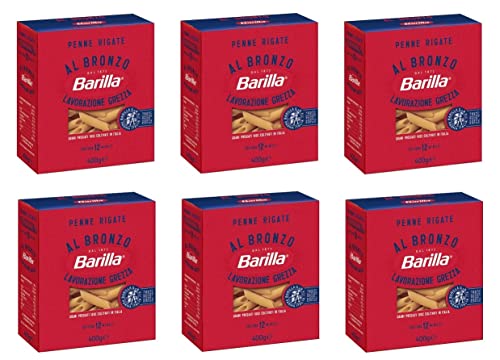 6 X Barilla Penne Rigate Al Bronzo Trafilata Bronzo 400 G Metodo Di Lavorazione Grezza