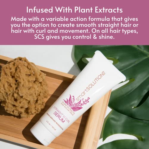 Smartsolutions Straight N' Curl Serum 4 Oz, | Smooths & Straightens | Curves & Curls | Paraben-Free | Plant-Based #TOP5