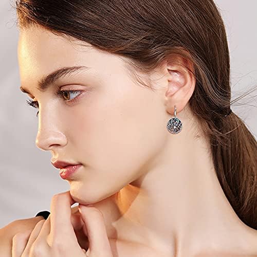 YAFEINI Lotus Earrings Sterling Silver Abalone Shell Lotus Flower Filigree Dangle Drop Earrings Yoga Jewelry for Women Girls