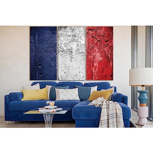Tableau drapeau français grunge 150x100 cm pour salon moderne ZELLART №SL1191