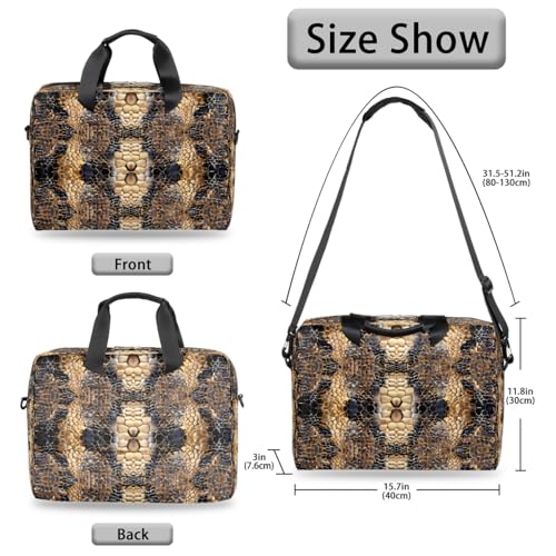 Maletín retro para laptop con estampado de piel de serpiente miniatura 6