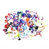 CrazyPiercing Wholesale 80 Flexible Lip Tongue Eyebrow Bar Rings Barbell Piercing Body Jewelry Multicolor