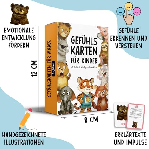 42 Gefühlskarten für Kinder – Emotionskarten zur Förderung von Selbstregulation und Empathievermögen: 42 Gefühle kindgerecht erklärt