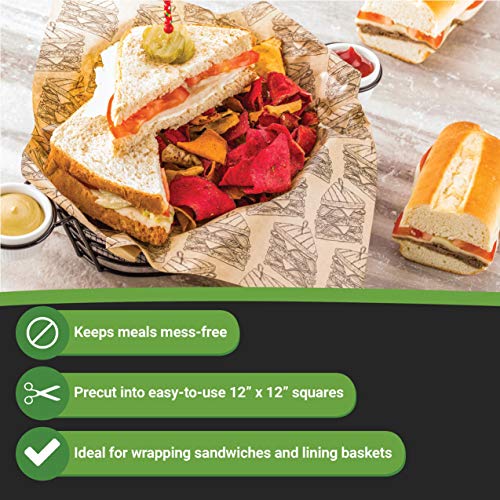 12 Inch Deli Papers, 200 Triple Decker Sandwich Wrapping Papers - Greaseproof, Microwave-Safe, Kraft Paper Food Basket Liners, For Restaurants, Picnics, Parties, Or Barbecues - Restaurantware #TOP5