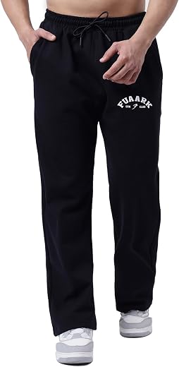 FUAARK Men's Premium Polycotton Relaxed Loose Fit Sports Gym Stylish Track Pant Trouser for Men