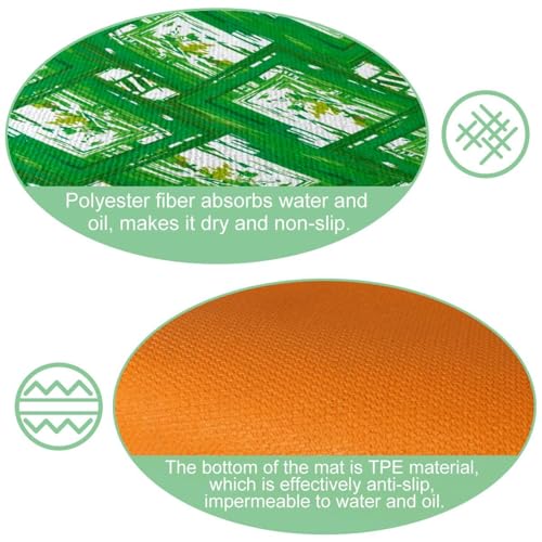 Tapis de cuisine lavable lot de 2 vert abstrait tapis de couloir antidérapant