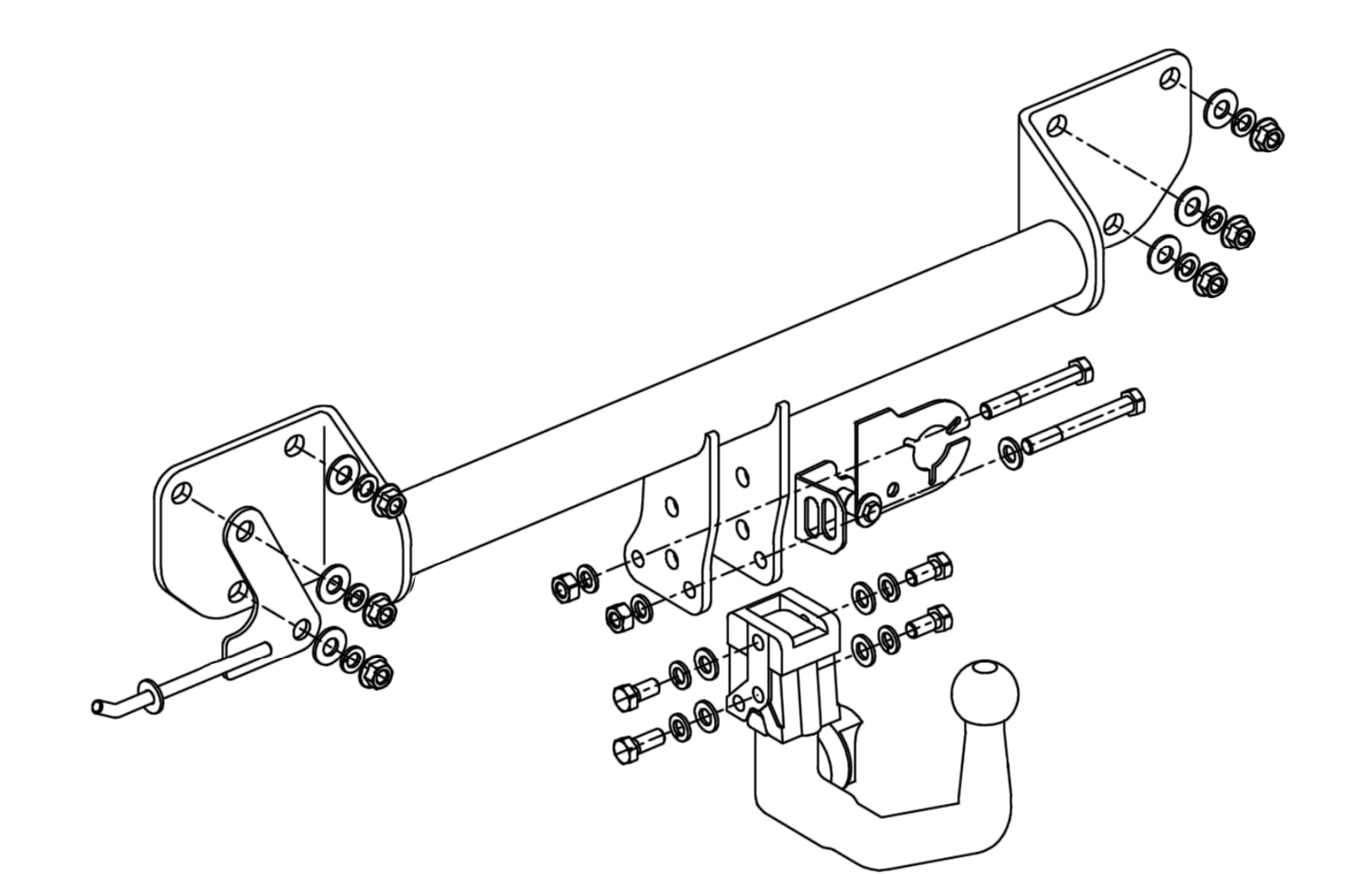 Hook vertikal abnehmbare AHK Anhängerkupplung kompatibel mit BMW 3er E90 Stufenheck Limousine 03.2005-01.2012 + universell Elektrosatz 13-polig