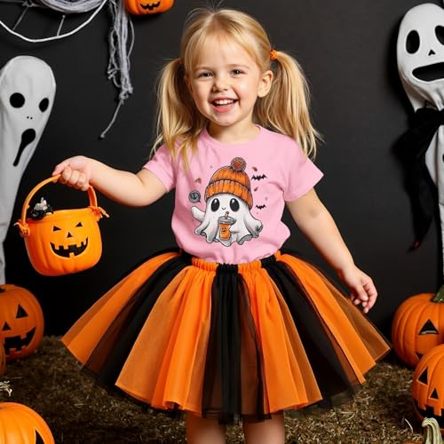 IZYJOY Halloween Shirts for Toddler Baby Girl Boy Cute Ghost Graphic T-Shirts Short Sleeve Spooky Season Tee Tops Fall Outfit2