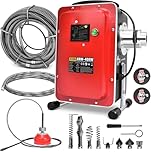 400W 450U/min Elektrische Rohrreinigungsmaschine mit FI-Schalter für Ø30-100mm Rohrleitungen, Rohrreinigungsgerät Rohrreiniger Abflussreiniger, Rohrreinigungsspirale Ø10mm 5M, 16mm 18,5M Spiralen