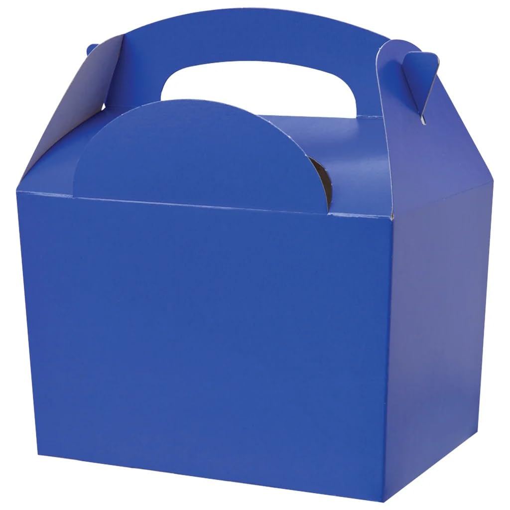Childrens/Kids Party Food Meal Boxes - Plain Colours - Gift Bag Box - 100% Recyclable/Biodegradable (10, Blue)