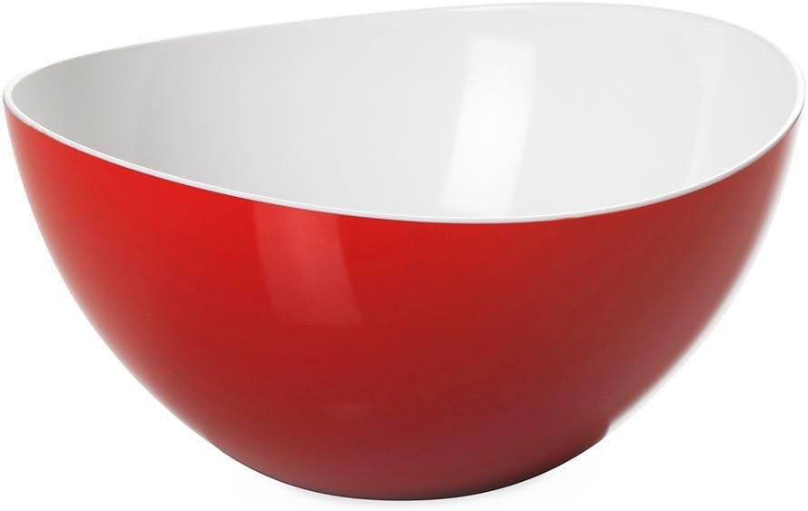 omada Design Salad Bowl 108 fl OZ (3.2 Lt), Two-Tone Unbreakable Plastic, 100% Made in Italy, Dishwasher Safe, 10.25 x 10.25 x h 5 in (26 x 26 x 12.5 cm),Trendy Line,Red