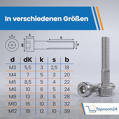 Zylinderschrauben Edelstahl Innensechskant - M6x30 - (20 Stück) - DIN 912 (ISO 4762) Vollgewinde Zylinderkopfschrauben - A2 V2A rostfreier Edelstahl (M6x30 (20 Stück))