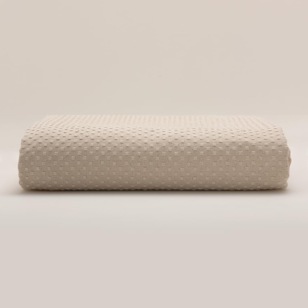 Colcha Crudo con Puntos Alexia 100% Algodón - Colchas 280x270 cm para Cama 200x200 cm - Suavidad y Elegancia para el Hogar
