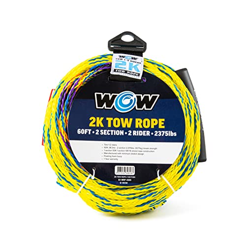 WOW Sports Abschleppseil für Wakeboard, Wasserski und Wakesurf, 2-Rider 2K Abschleppseil mit 2 Abschnitten, 60\' WOW Sports Abschleppseil für Wakeboard, Wasserski und Wakesurf, 2-Rider 2K Abschleppseil mit 2 Abschnitten, 60\'