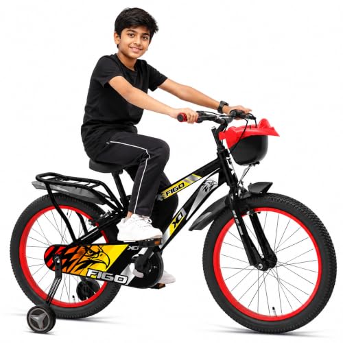 Image of XCi Figo 20T Black YellowKids Cycle, Single Speed Steel Frame Cycle, Ideal for 5-8 Years Unisex