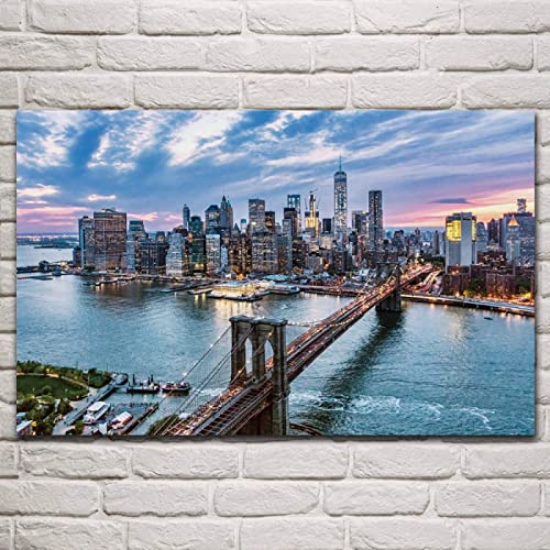 マンハッタンの絵 Amazon.co.jp: アートポスターCanvasbrooklyn橋マンハッタン超高層ビル