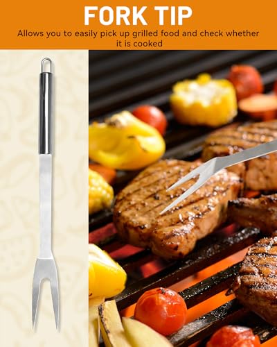 Set Barbecue Professionnel en Acier Inoxydable 5 pièces - Accessoires Barbecue Ustensiles Barbecue Cadeau pour Homme 37x12x7 cm Mallette en Aluminium idéal pour grillades et Cuisine – vue 6